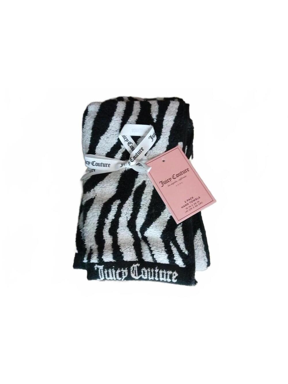 Juicy Couture Zebra Hand Towels 2 Pack NWT Bathroom Kitchen Decor